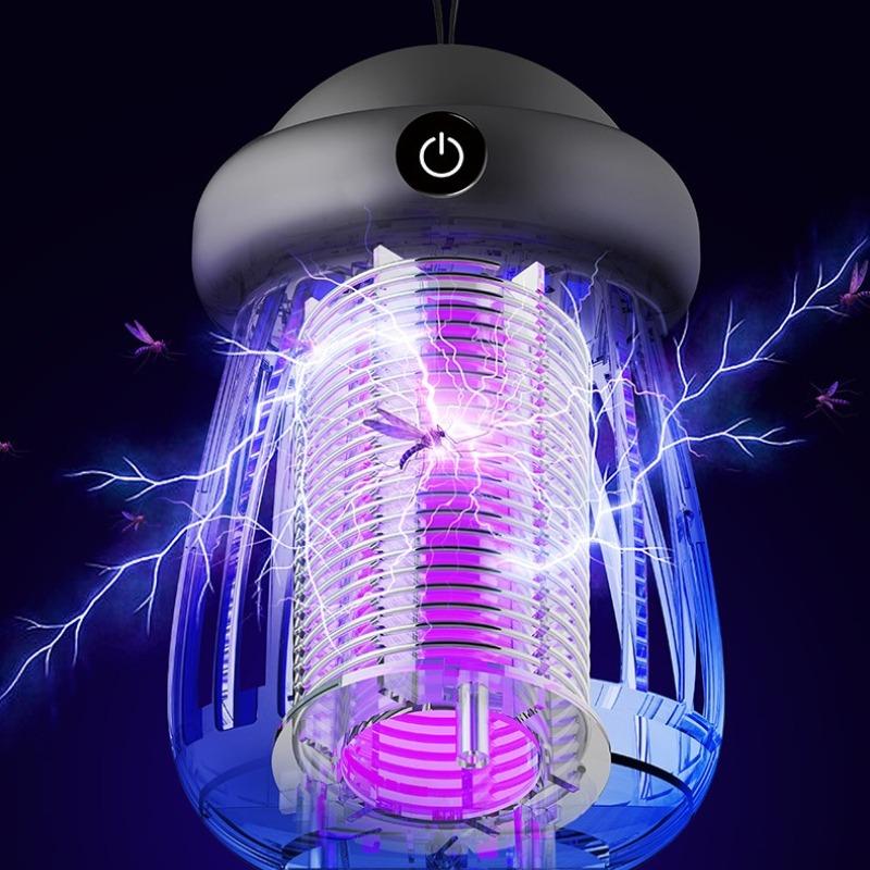 Электрическая ловушка для мух, перезаряжаемая через USB, электрическая мухобойка с ночником для кемпинга на террасе на заднем дворе