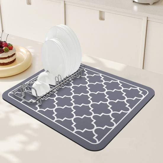 Коврик для сушки посуды Большой абсорбирующий коврик для сушки посуды для кухонной стойки Многофункциональный кофе-ванная комната