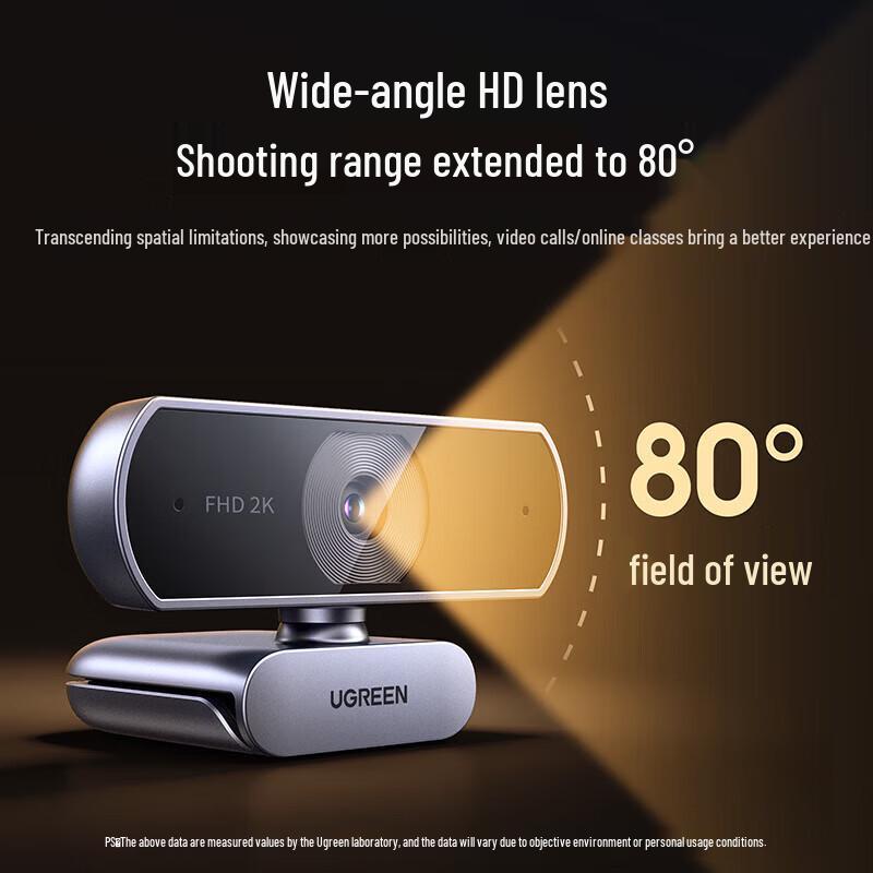 Ugreen 2K HD USB Webcam with Autofocus and Dual Mics