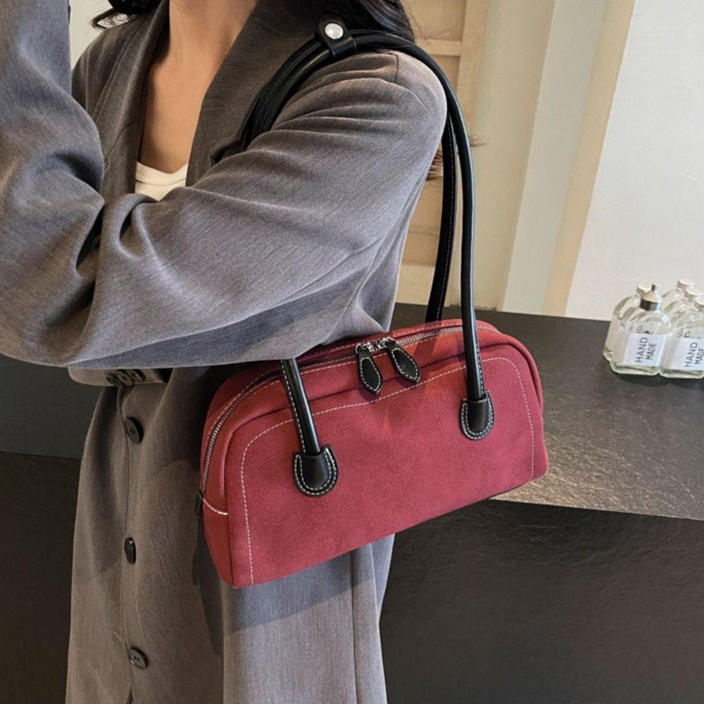 Aesthetic Faux Suede Bag Retro Single Shoulder Bag Fashion Underarm Bag Winter