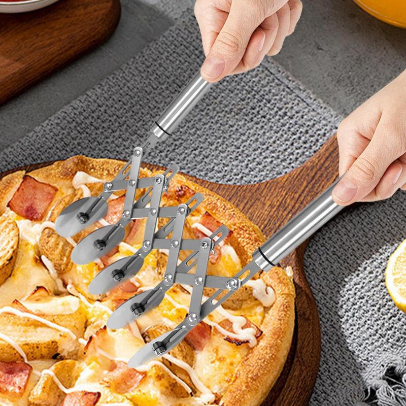 3/5 Wheels Retractable multi-wheel knife Stainless Steel Pizza Slicer With Handle Dough Divider Knife Flexible Roller Blade Tool
