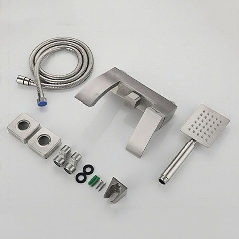Набор смесителей для душа из нержавеющей стали 304, настенный, с водопадом, для ванной, набор смесителей для ванны, ручная душевая лейка, никель
