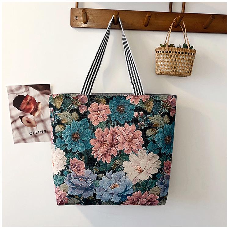 Этническая холщовая сумка через плечо с павлином - Женская модная сумка-тоут большой вместимости