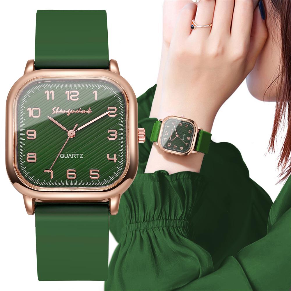 Square Silicone Women Watches Casual Strap Quartz Watch For Girls Clock