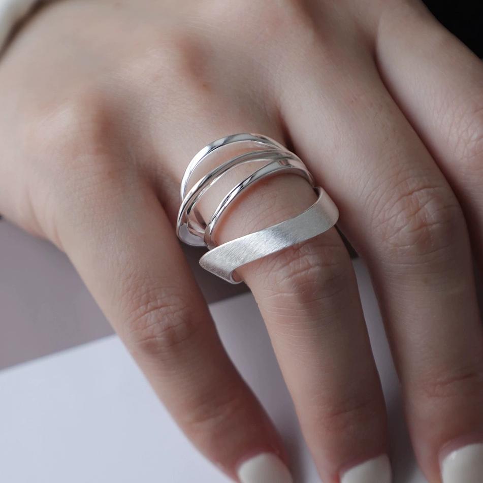 925 Silver Rings New Party Jewelry Vintage Charm Double Layer Geometric Nail Design Accessories Gift Dropship