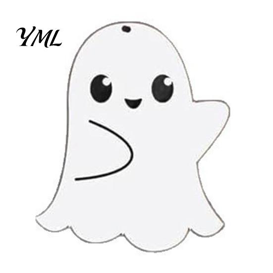 Easy Install Party Wall Decor Wooden Ghost Hanging Sign, Spooky Halloween Wood Sign with Jute Rope, Cute Black White Supplies Decor, Rustic Farmhouse