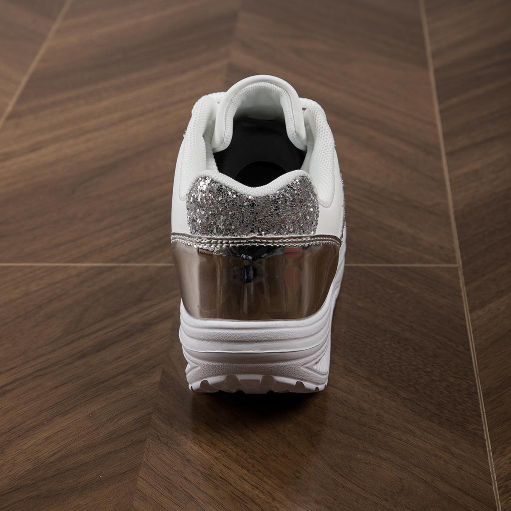 TUINANLE Casual Platform Shoes for Women Silver Glitter Sequin Chunky Sneakers Girls Elevated Thick Soled Shoes