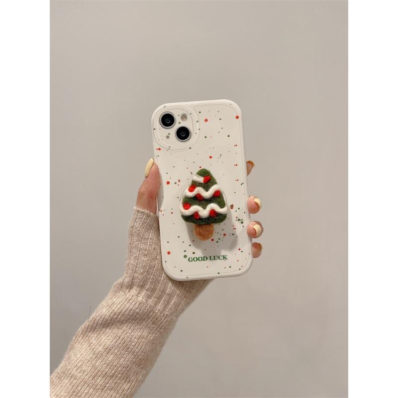 Рождественская елка с брызгами чернил, подходит для iPhone 16, чехол для мобильного телефона Apple 14 ProMax, защитный чехол 12/15, силикон 8P/11