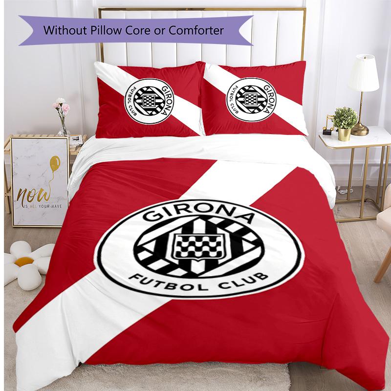 Girona FC Printed 3PCS Bedding Set Breathable Duvet Cover with Pillowcases Decorative Bed Linen for Bedroom Home