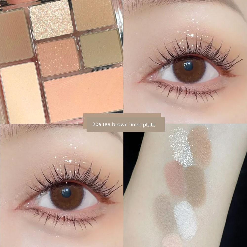 Lijieyou Seven-Color Playful Makeup Eyeshadow Palette with Glitter and Highlighter in Earth Tones