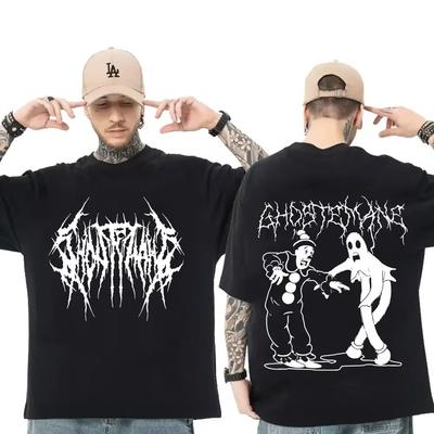 Футболка с двусторонним принтом Ghostemane Мужская Женская Мода Хип-хоп Метал Готика Рок Футболка Оверсайз Свободная Уличная одежда