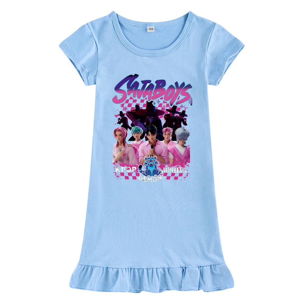 M1229 Детское платье для девочек Sajaboys Kpop Rumi Zoey Mira с принтом, с короткими рукавами и оборками