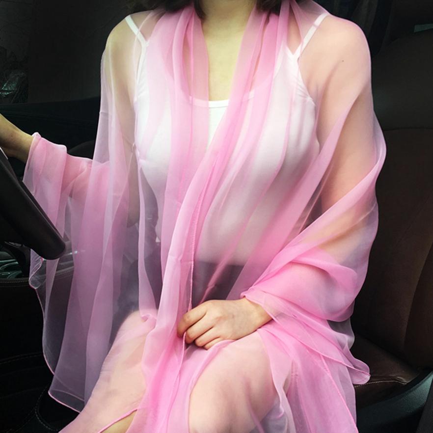 Spring and Summer Lightweight Chiffon Scarf Ultra Thin Solid Color Ice Silk Scarf Long Beach Sun Protection Cape Beach Towel