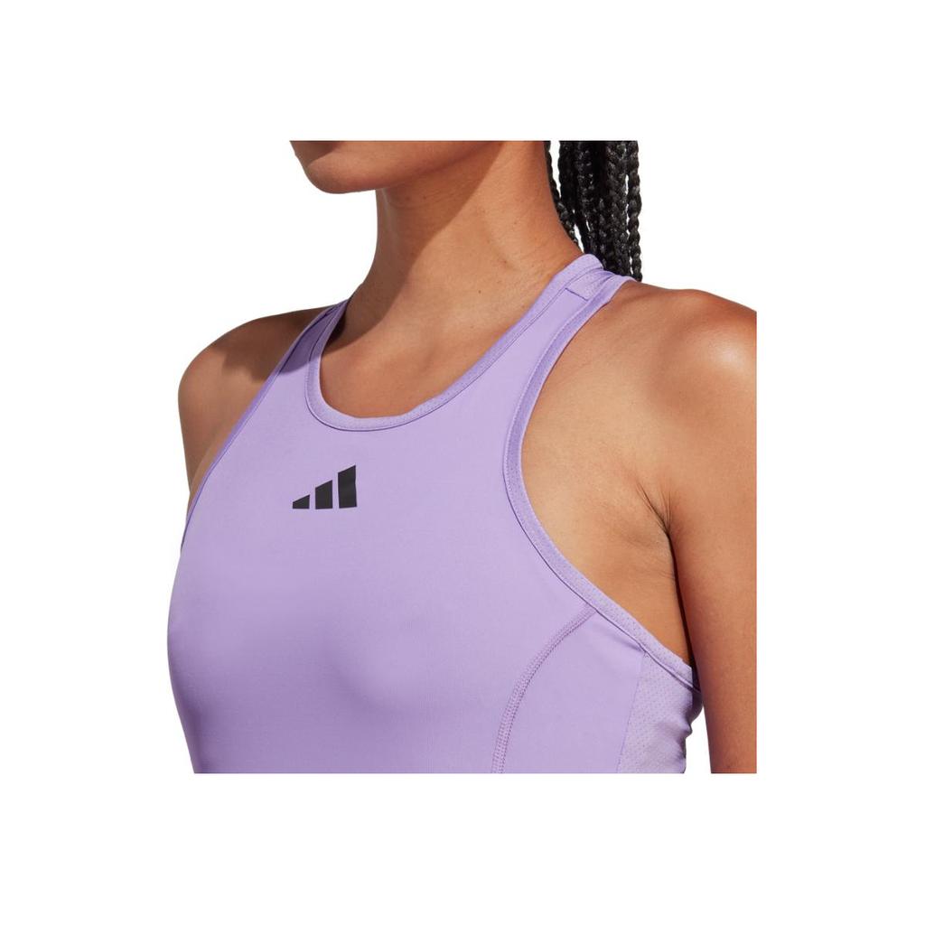 Adidas Round Neck Pullover Solid Color Short Sleeveless Dress Women Dresses Purple HZ4284