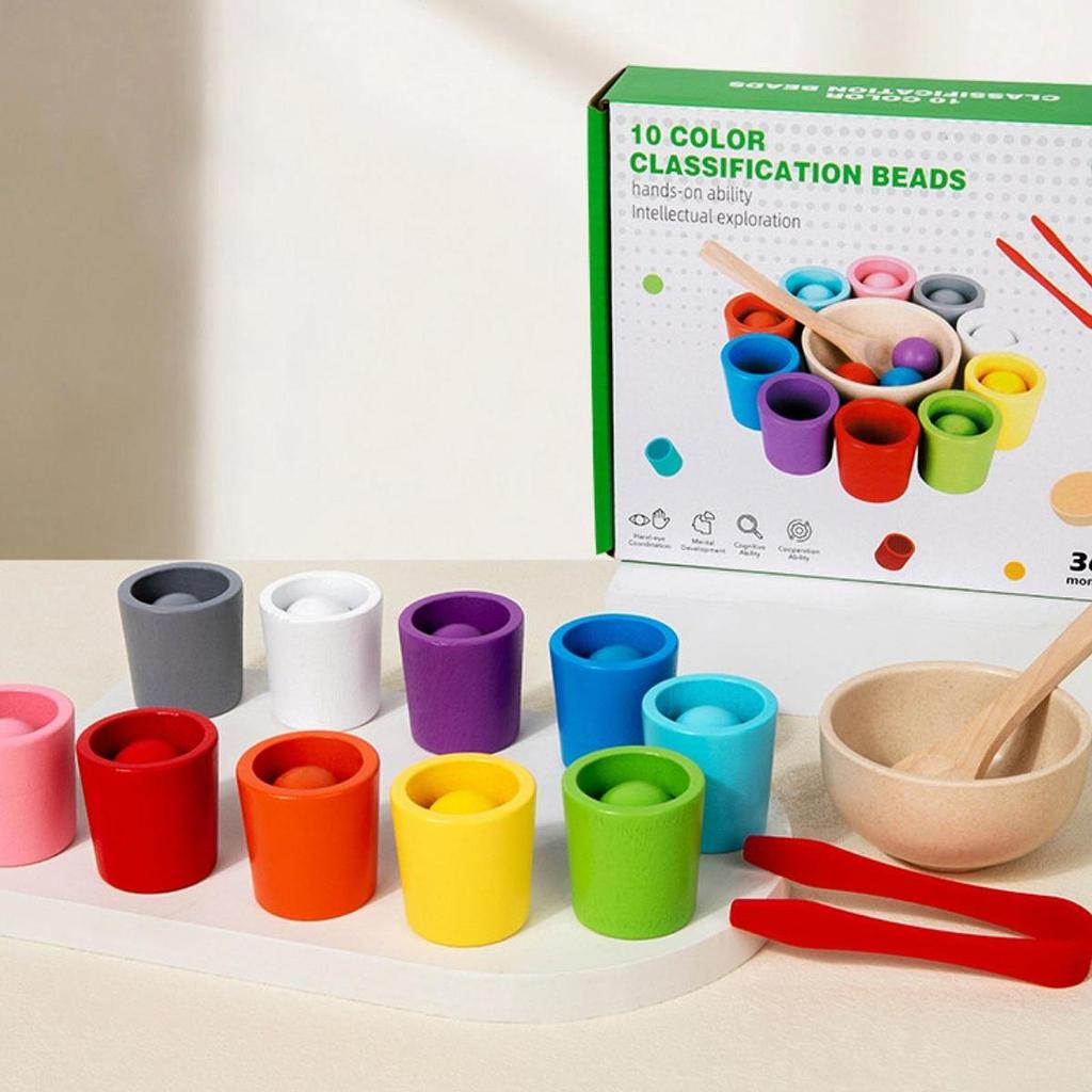 Rainbow Balls in Cups Motor Skills Montessori Early Education Toy Development Learning Wooden