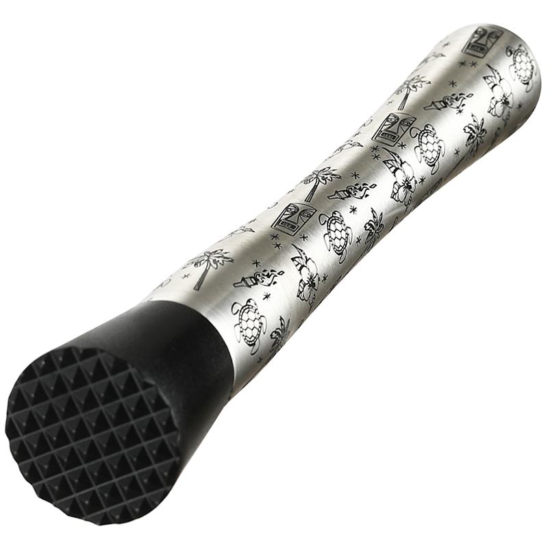 Stainless Steel Cocktail Drink Muddler - The Best Bar Tool for Old Fashioned Mojito Stainless Steel w/ Grooved Nylon Head 7