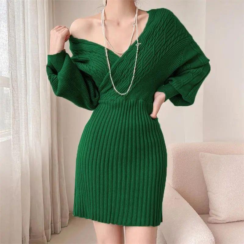 Женское платье без бретелек с V-образным вырезом, облегающее, с короткими рукавами, с короткими рукавами, с принтом «Яма», с принтом «Хип», с длинными рукавами, с принтом «Осень-зима», с принтом «Темперамент», с завышенной талией, трикотаж