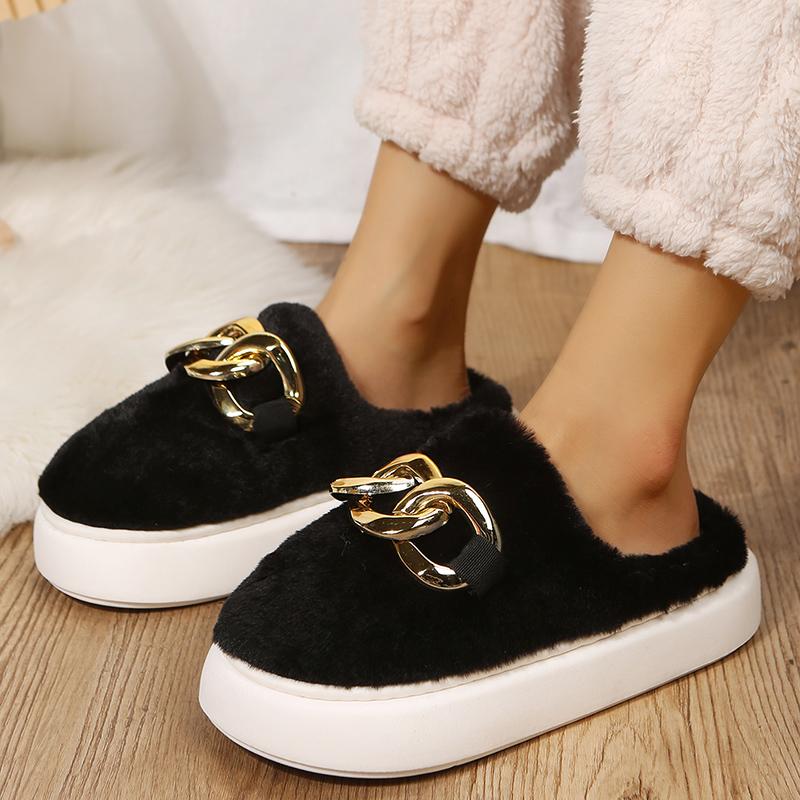 Winter Faux Suede Cotton Slippers for Women's Winter Warm Comfortable Winter Sandals Plush Ladies  Home Slippers