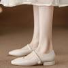 Soft Leather Pearl French Mary Jane Women's Shoes 2025 New Shallow Mouth Single Shoes Spring and Autumn Middle Heel Leather Gentle Shoes