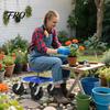 Wheeled Garden Stool Gardening Rolling Seat, Height Adjustable Cart, 360 Degree Swivel with Tool Tray, Work Seat for Gardeners Elderly Seniors