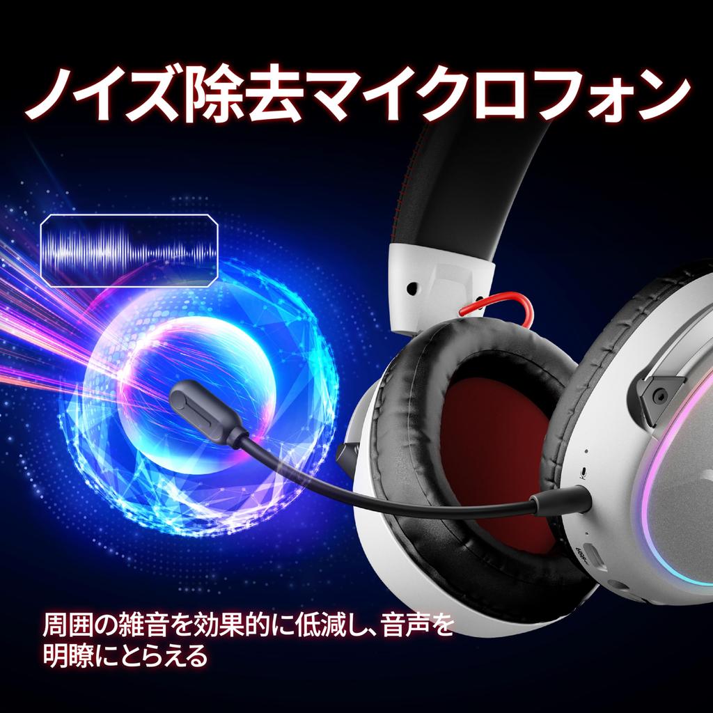OXS Storm G2 Wireless Gaming Virtual Surround 3 EQ Low 50mm 40H RGB Bluetooth Compatible with and White Headset, 7.1 Sound, Modes, 2.4G Latency,