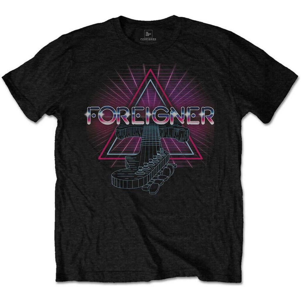 Футболка унисекс Foreigner с неоновой гитарой