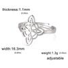 YILUOCD Witchcraft Stainless Steel Open Ring Supernatural Witch Knot Rings For Women Wiccan Cross Protection Amulet Jewelry