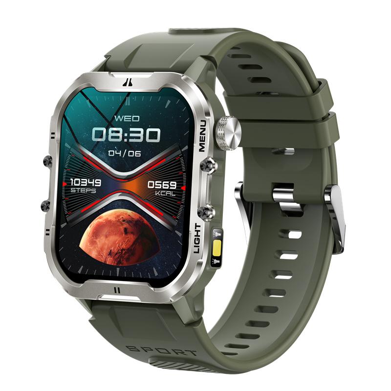T26 Смарт-часы с фонариком, 1,96-дюймовым большим экраном, светодиодная подсветка, Bluetooth, вызов SOS, прочные спортивные смарт-часы для фитнеса