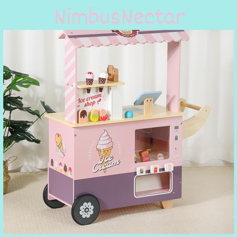 Деревянный игровой набор «Магазин мороженого» с кассовым аппаратом для детей, игрушка «Притворись рынком»
