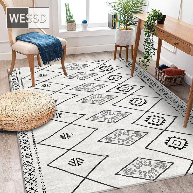 Moroccan Gray Geometric Carpet for Living Room and Bedroom