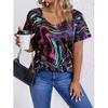 Женская футболка больших размеров XL-7XL с градиентным повседневным 3D-принтом, свободного кроя, с V-образным вырезом и короткими рукавами