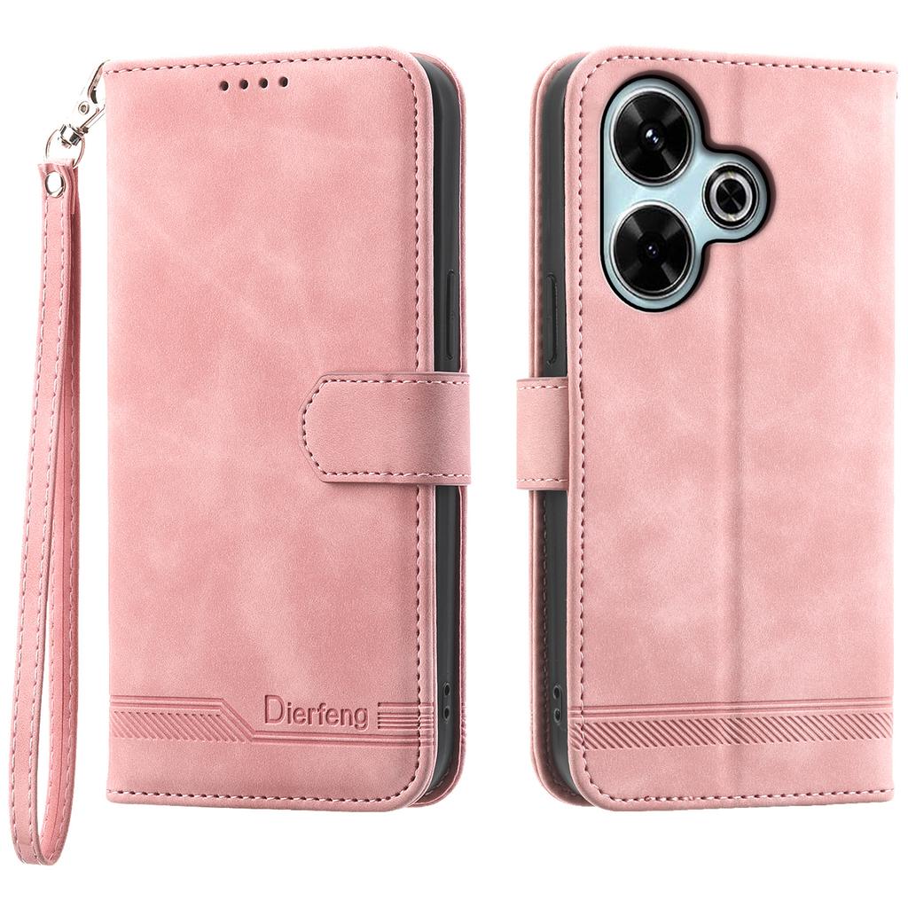 DIERFENG DF-03 Для Xiaomi Redmi 13 4G/5G/Note 13R 5G/Poco M6 4G Кожаный Чехол Кошелек Чехол для телефона