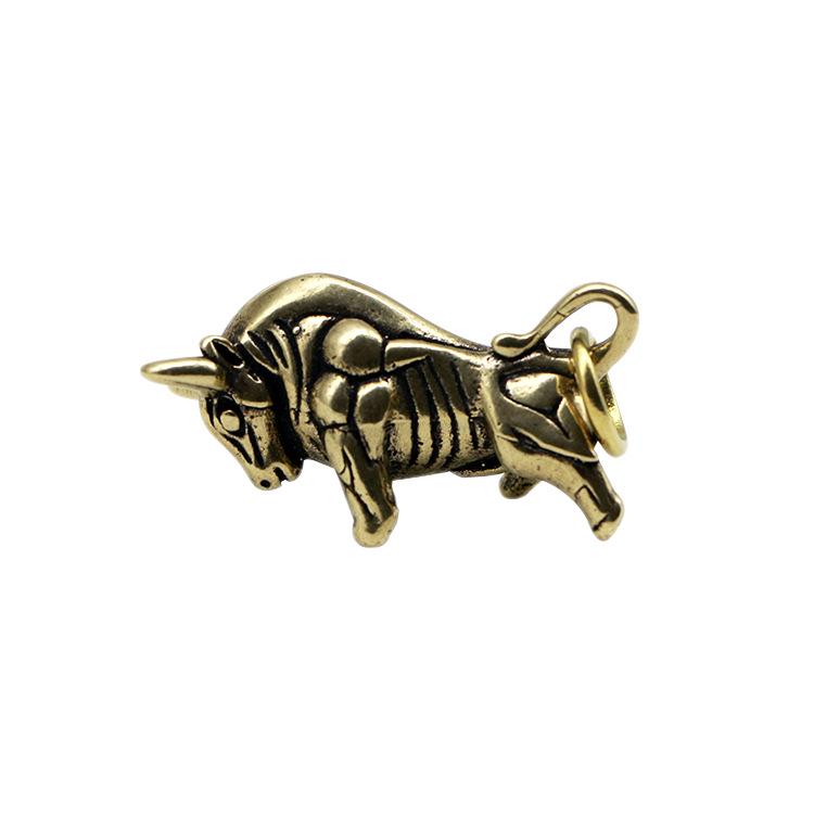 Handmade Brass Bull Pendant Keychain & Mini Desktop Ornament