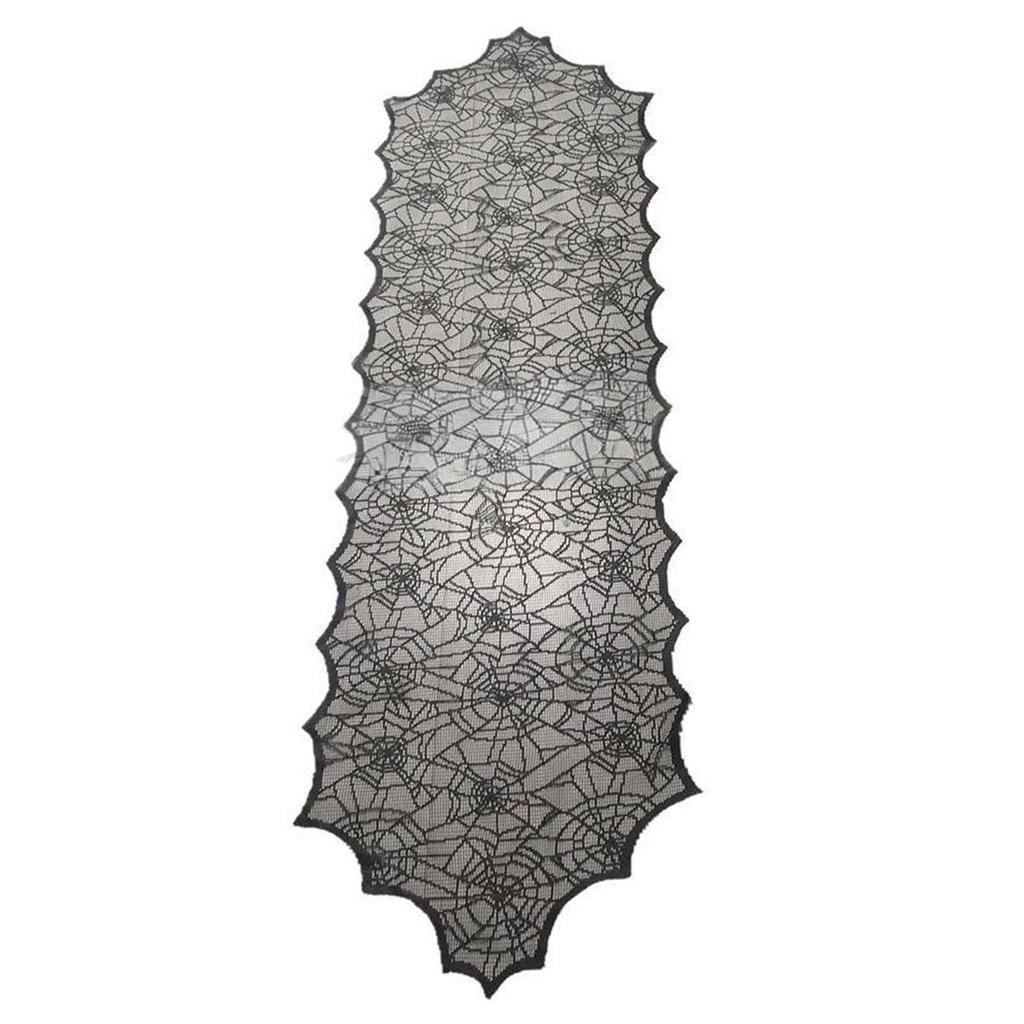 Halloween Black Lace Polyester Tablecloth for Party Decorations Fabric Easy To Cleaning Foldable Designs