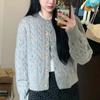 Модный элегантный однотонный короткий кардиган свитер женский осенний длинный рукав теплый вязаный свитер пальто топы винтажный повседневный женский трикотаж куртка 24840
