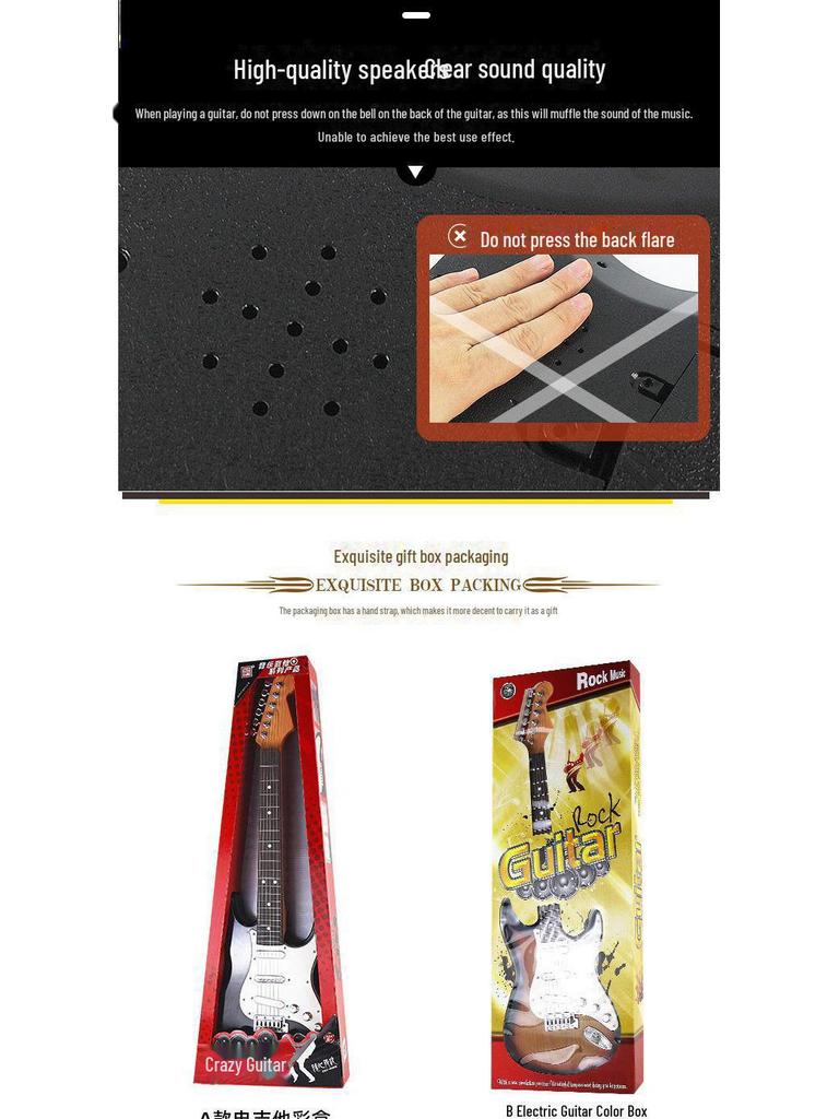Детская игрушка электрогитара: 6-струнная бас-гитара для начинающих мальчиков и девочек