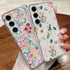 Beautiful Flower Phone Cover For Samsung S24 S23Ultra S22 Plus S21 S20 FE A54 A53 A52 A34 A14 A13 Glossy Clear Shockproof Slim Hard Case