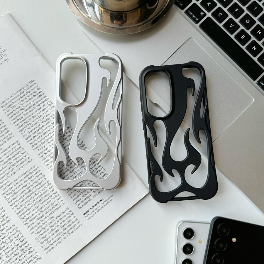 Case for Samsung Galaxy S25 Ultra S24 S23 S22 A14 A15 A16 A55 A54 Hollow Flame Shaped Phone Case Cover with Super Strong Heat Dissipation