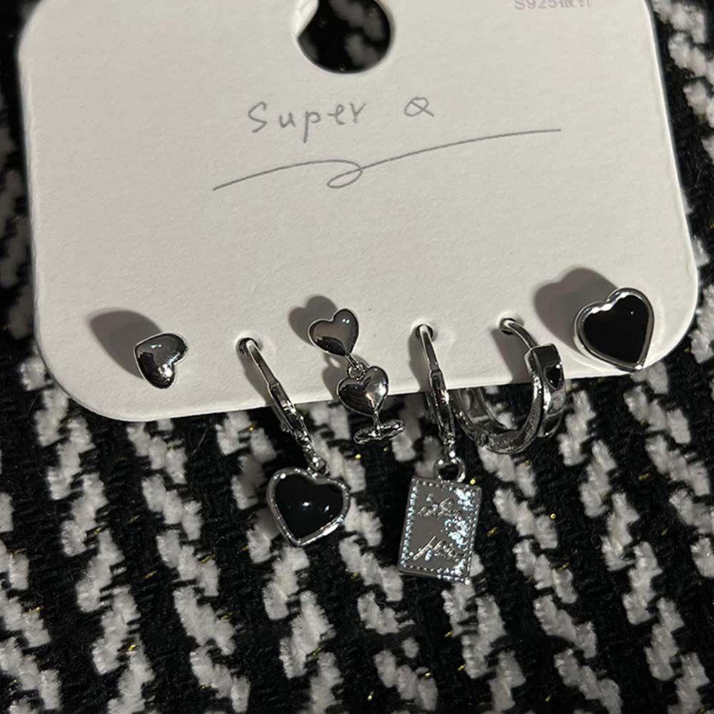 Zinc Zinc Alloy Girls Gift Korean Style Earrings Heart Ear Stud Women's Earring set Geometric Stud  Earrings