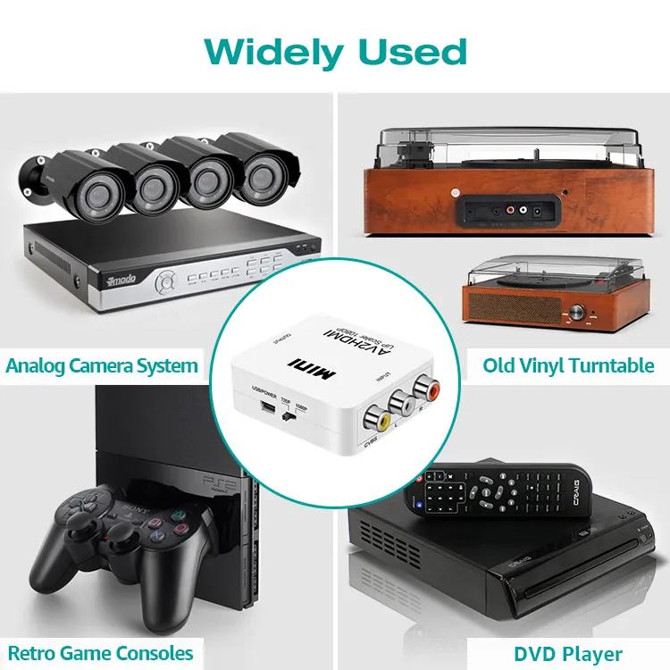 Mindpure AV to HDMI Converter 1080P RCA to HDMI Adapter Composite CVBS Video Audio Sync for Old TV Projector Retro Gaming