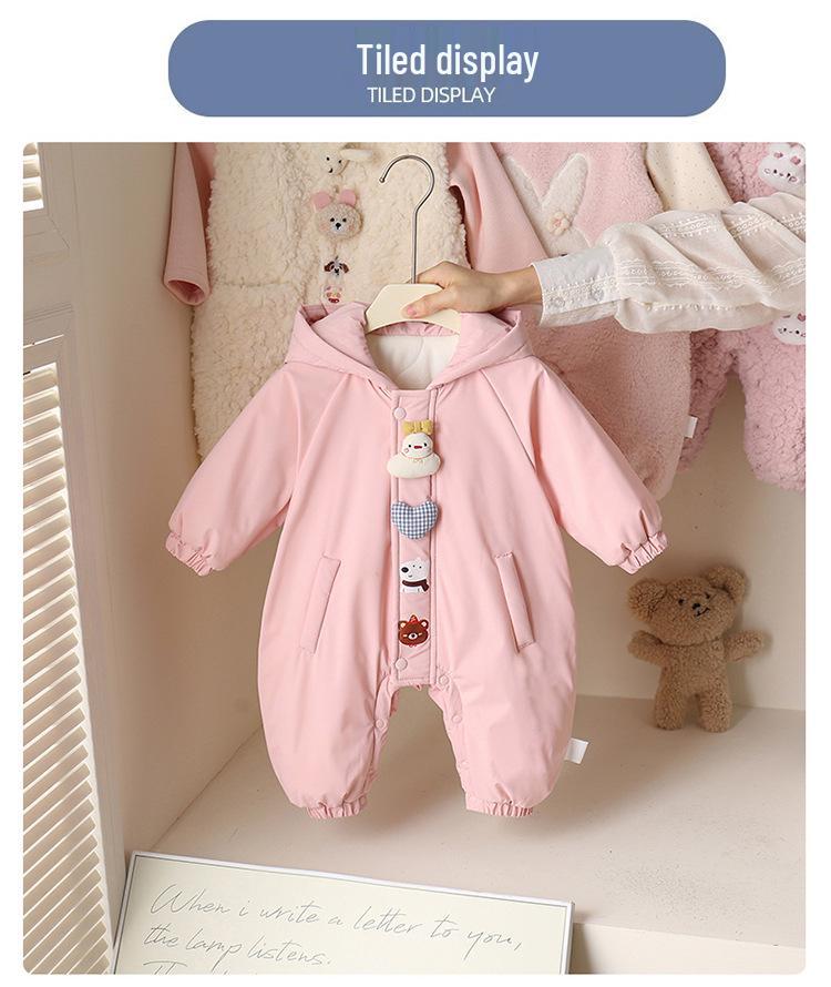 Утепленный зимний флисовый комбинезон-ветровка для младенцев и малышей