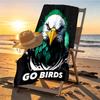 Go Ahead Eagles Print Beach Towel Design, Soft, Lightweight. for Home Bathroom, Spa, Pool, Yoga, Surfing, Camping, Gift for Family, Friend
