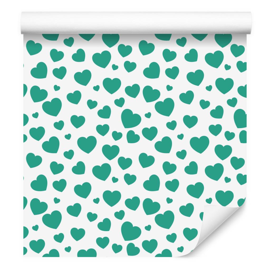Heart Wallpaper White, Mint and Sea Blue 50x1000