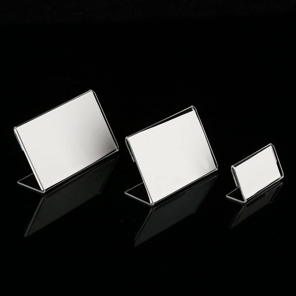 Mall L Shape Acrylic Sign Display Holder Shelf Label Holder Price Card Tag Counter Top Stand
