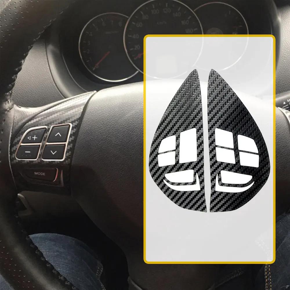 1Pc Car Carbon Fiber Control Button Steering Wheel Switch Interior Sticker for Mitsubishi ASX Lancer Outlander RVR Pajero Sport