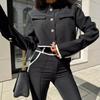 Autumn 2024 Women's Color Block Crop Top & High Waist Pants Set