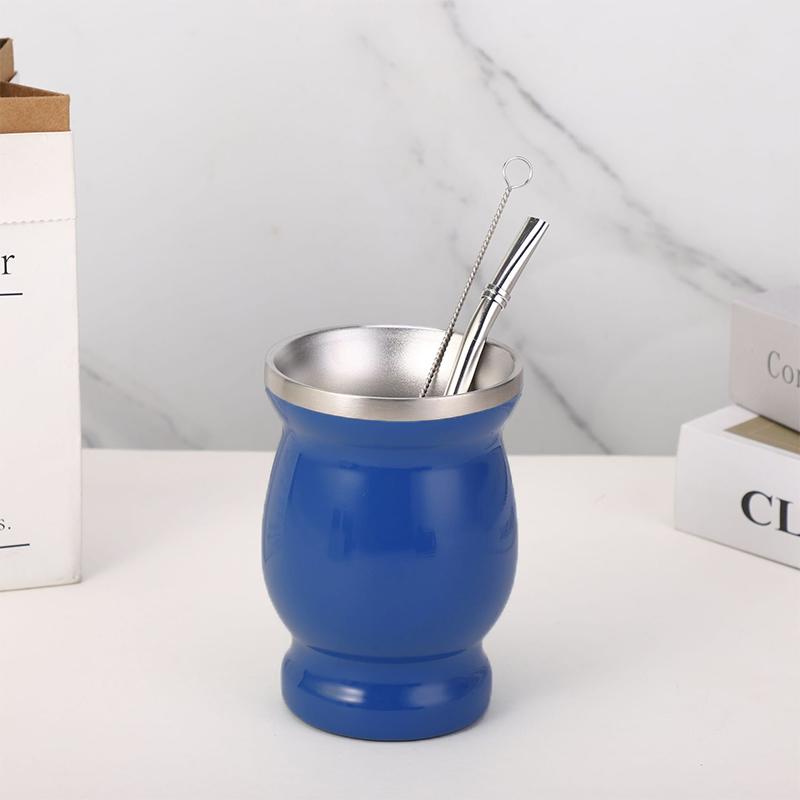 230 мл Нержавеющая сталь Мате Чашка для чая Yerba Mate Тыква с бомбильями Нержавеющая сталь Мадаи Чашка