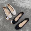 Fashion Flat Shoes for Women Spring  Autumn New 2025 Shallow Bow Women's Shoes Soft Square Toe Boat Hollowed Out Ladies Shoes