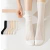 5 Pairs Spring and Summer Socks, Women's Candy Color Series, Mesh, Breathable, Sweat-absorbent, Medium-length, Thin Boneless Cotton Socks