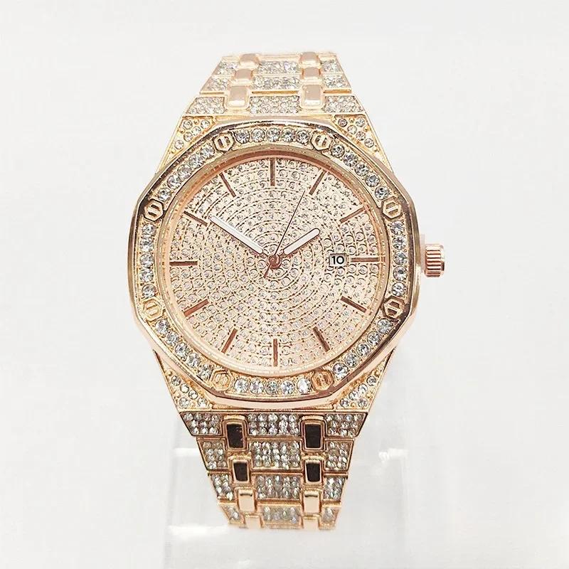 Мужские кварцевые часы класса люкс с бриллиантами от элитного бренда Full Sky Stylish All Diamond Watch для встреч